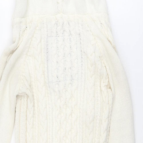 Superdry Womens Ivory V-Neck Acrylic Pullover Jumper Size XS