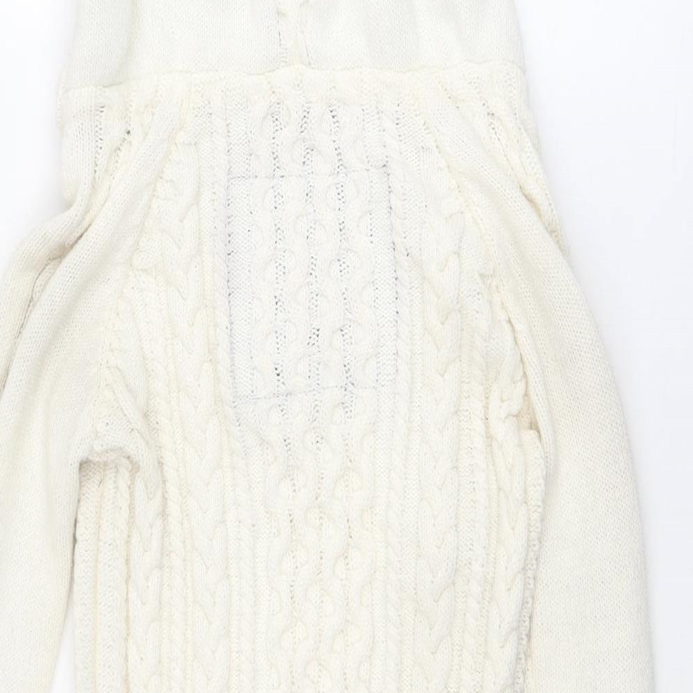 Superdry Womens Ivory V-Neck Acrylic Pullover Jumper Size XS