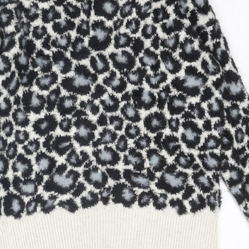 Very Womens Multicoloured V-Neck Animal Print Polyamide Pullover Jumper Size 10 - Leopard Print