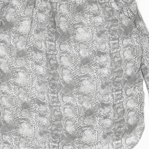 NEXT Womens Grey Animal Print Viscose Basic Blouse Size 10 V-Neck - Snakeskin Pattern
