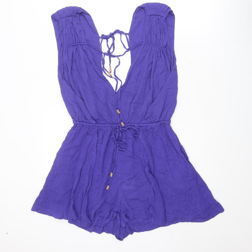 Free People Womens Blue Viscose Playsuit One-Piece Size M Tie