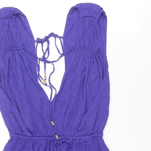 Free People Womens Blue Viscose Playsuit One-Piece Size M Tie