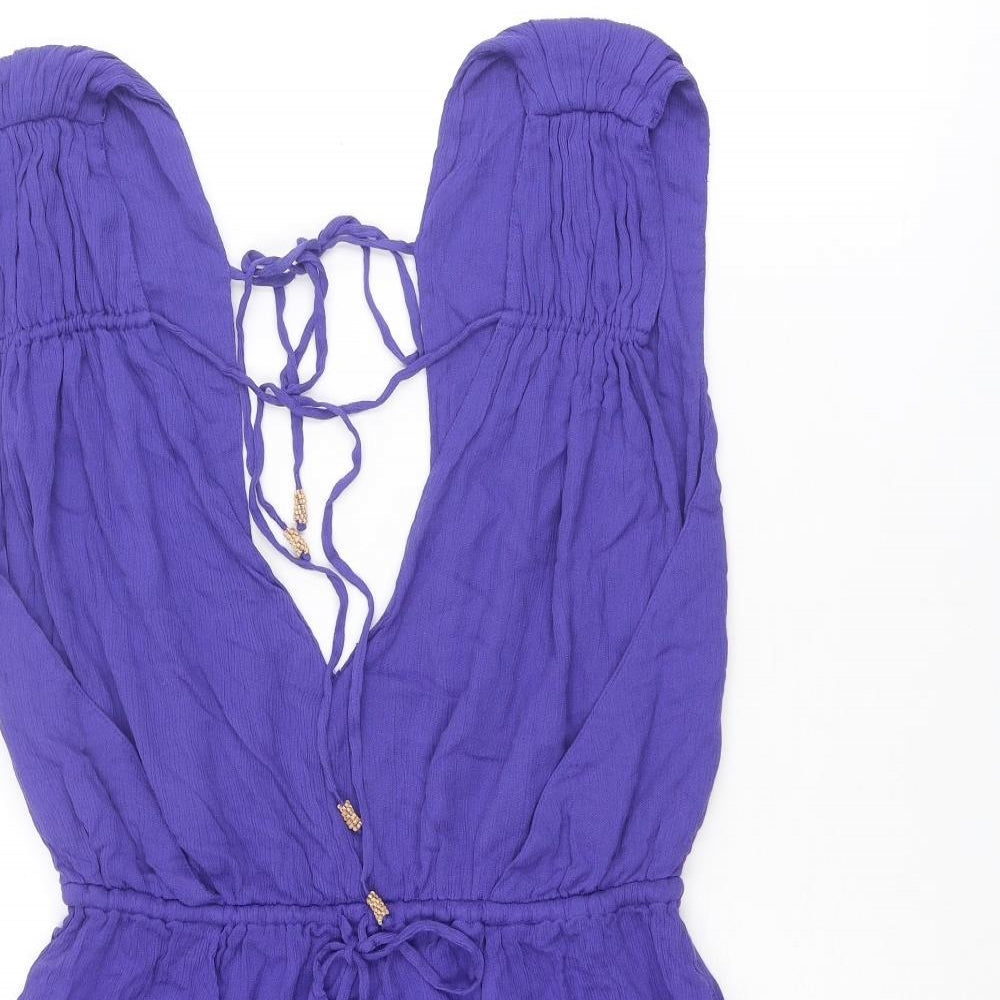 Free People Womens Blue Viscose Playsuit One-Piece Size M Tie
