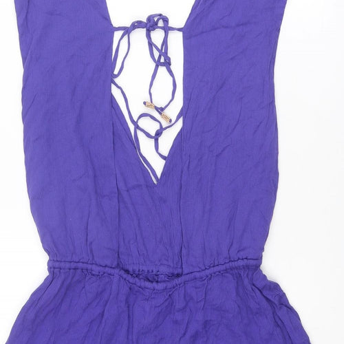 Free People Womens Blue Viscose Playsuit One-Piece Size M Tie