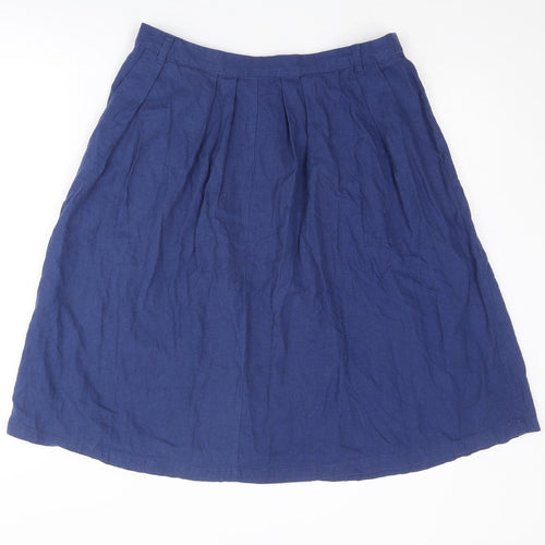 NEXT Womens Blue Linen A-Line Skirt Size 12 Zip