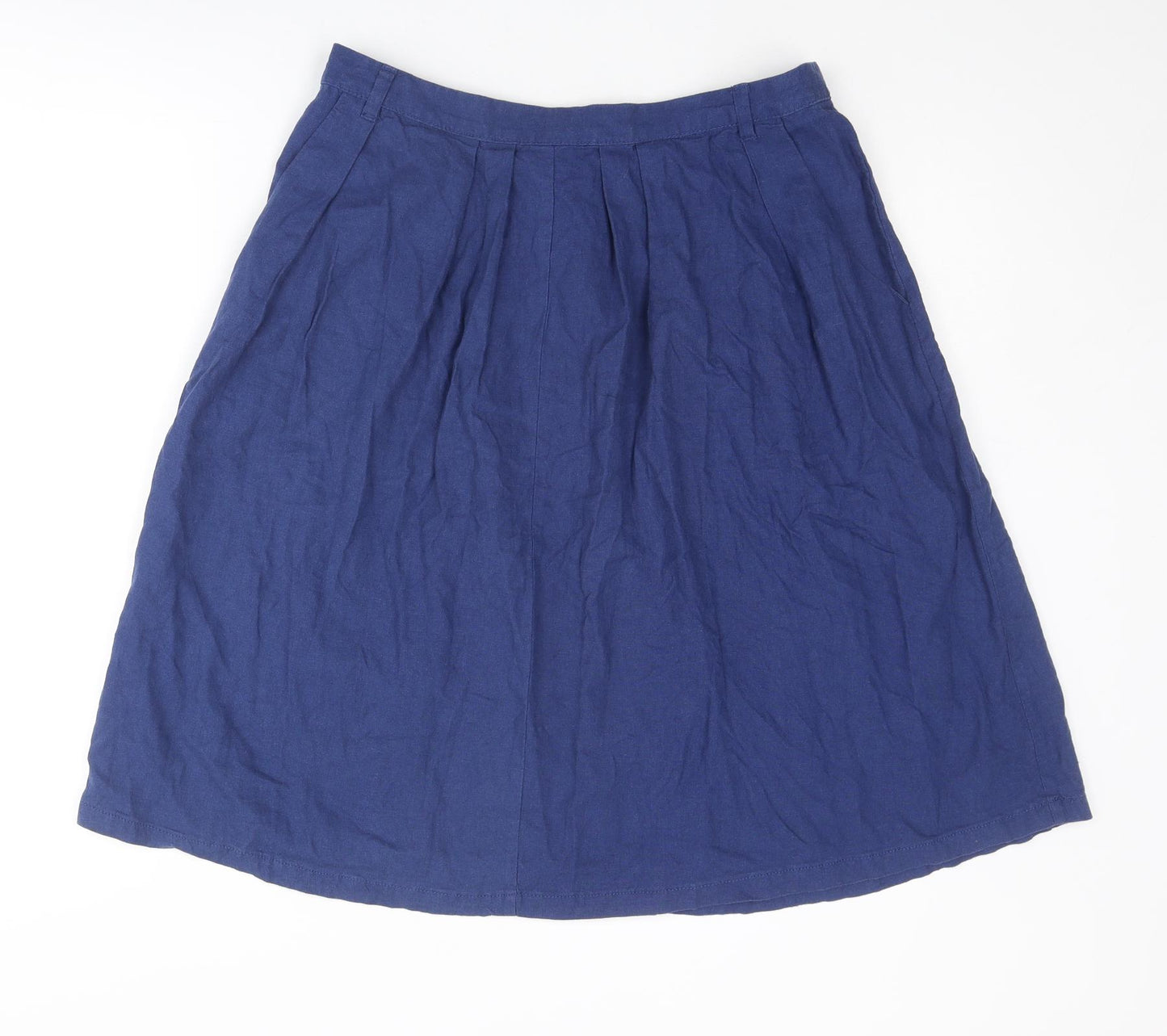 NEXT Womens Blue Linen A-Line Skirt Size 12 Zip