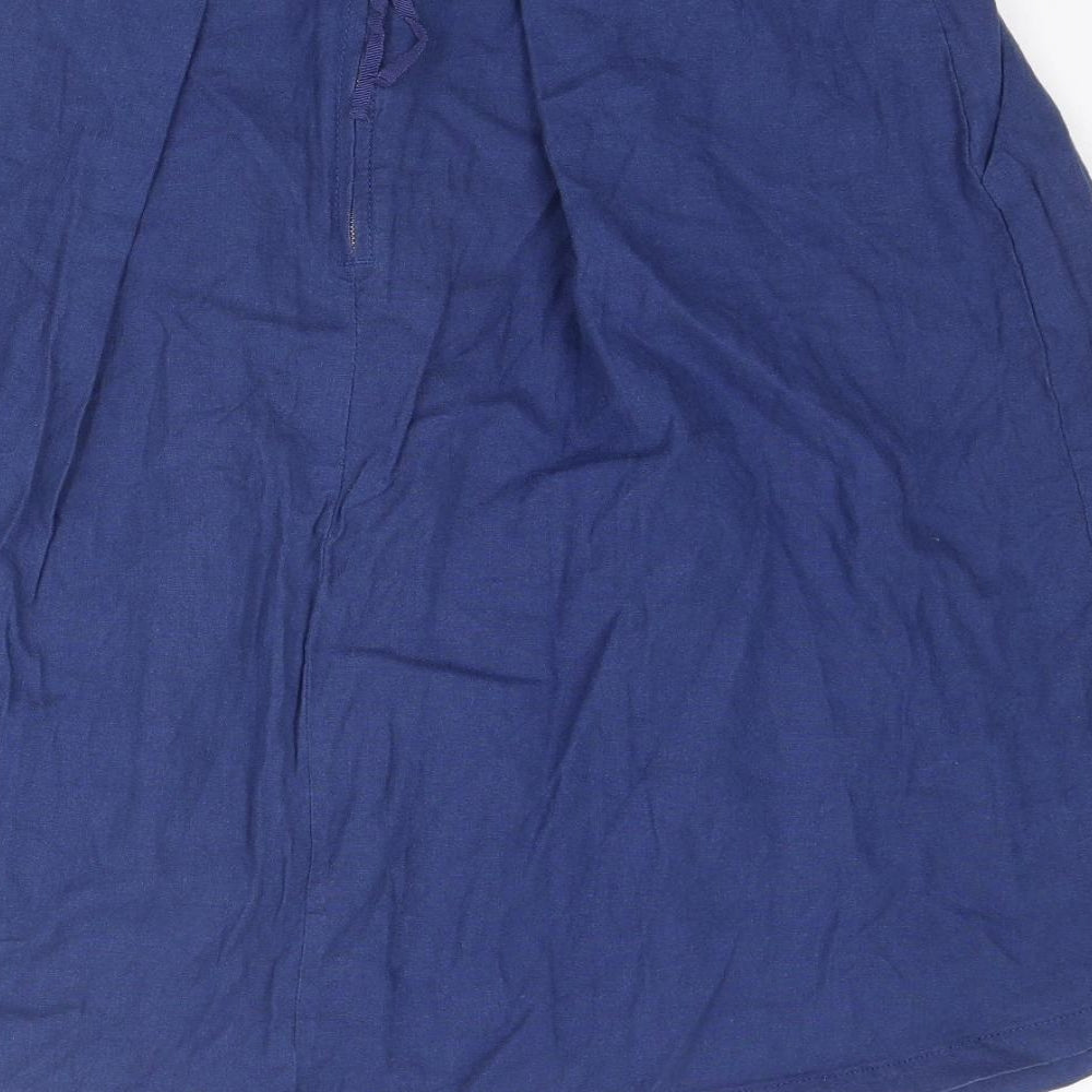 NEXT Womens Blue Linen A-Line Skirt Size 12 Zip