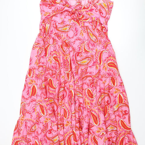 NEXT Womens Pink Paisley Cotton Maxi Size 20 Square Neck Pullover