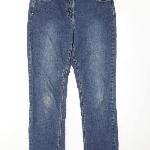 RJR.John Rocha Womens Blue Cotton Skinny Jeans Size 12 Regular Zip