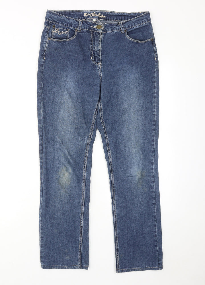 RJR.John Rocha Womens Blue Cotton Skinny Jeans Size 12 Regular Zip