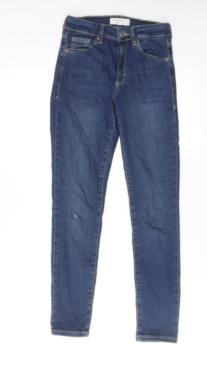 Topshop Womens Blue Cotton Skinny Jeans Size 25 in L30 in Regular Zip