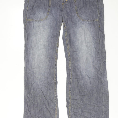 Billabong Womens Grey Cotton Straight Jeans Size 36 in Regular Zip