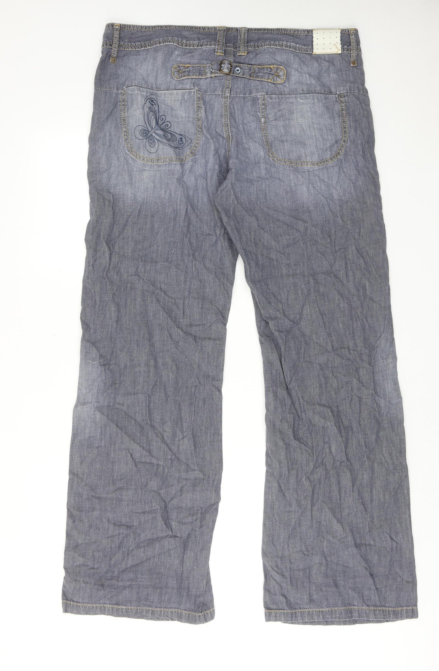 Billabong Womens Grey Cotton Straight Jeans Size 36 in Regular Zip