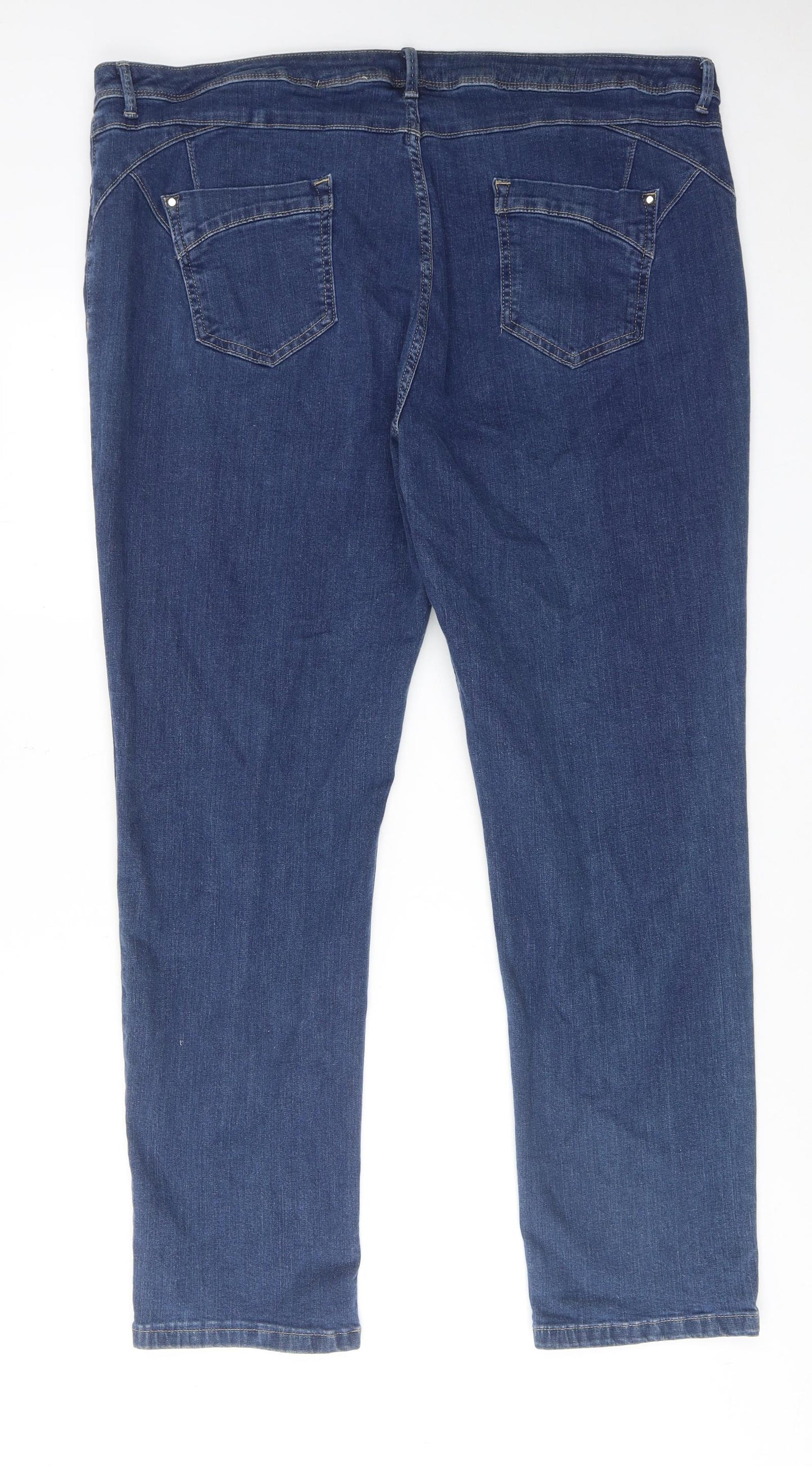 Per Una Womens Blue Cotton Skinny Jeans Size 22 Regular Zip
