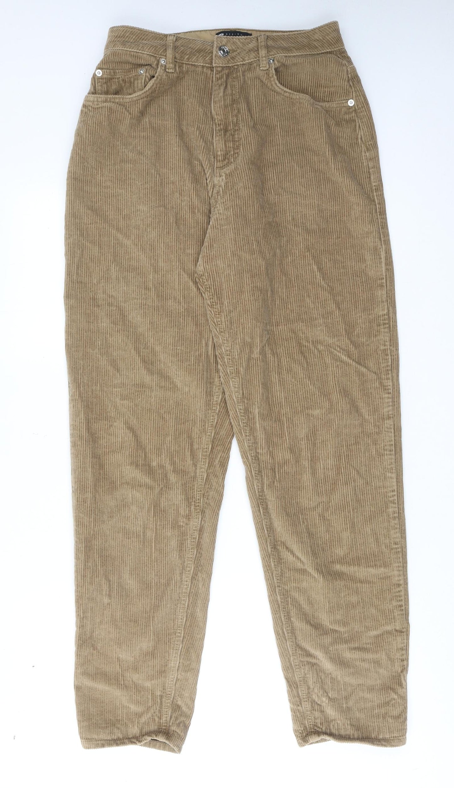 ASOS Womens Brown Cotton Trousers Size 28 in L30 in Regular Zip