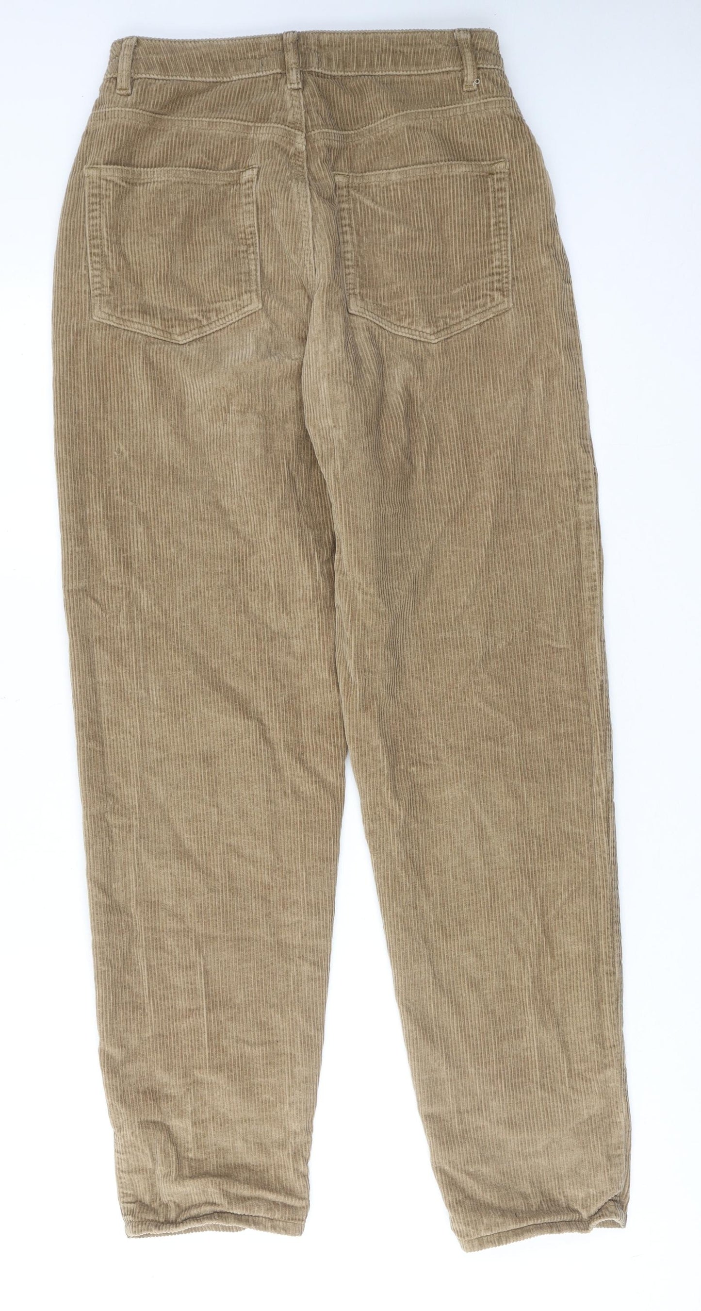 ASOS Womens Brown Cotton Trousers Size 28 in L30 in Regular Zip