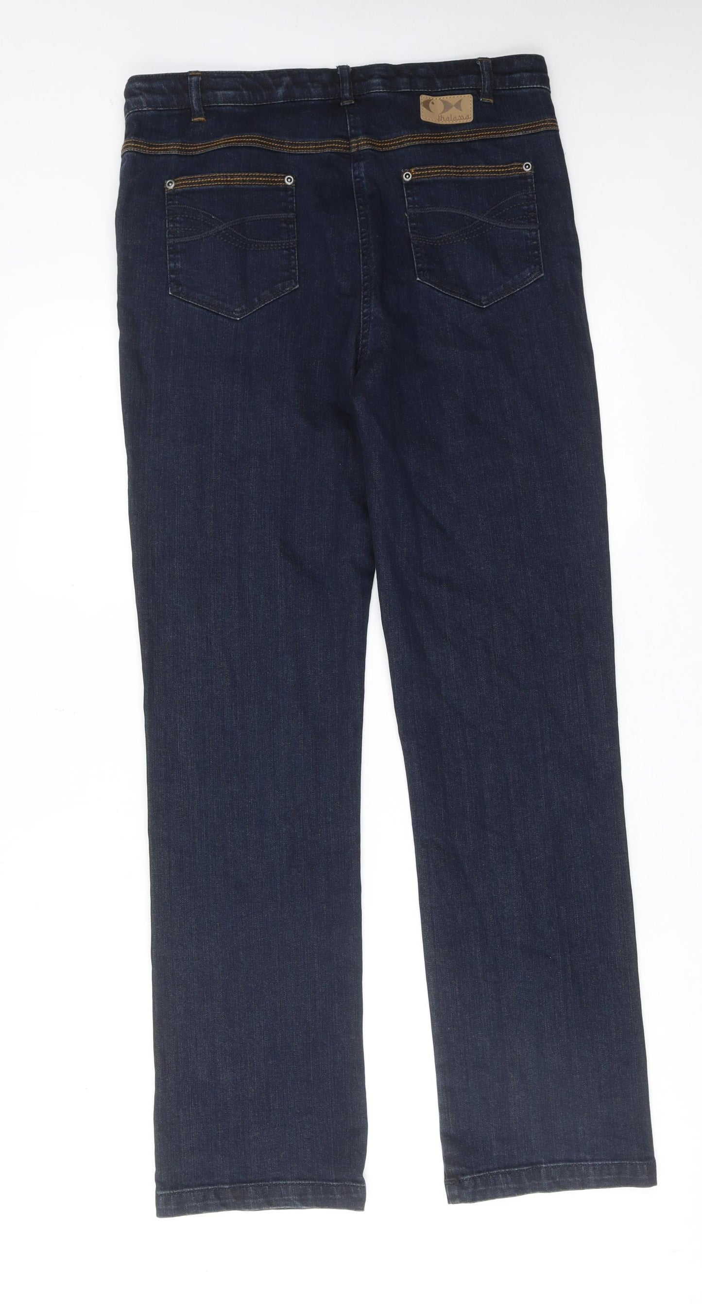 Thalava Womens Blue Cotton Straight Jeans Size 30 in Regular Zip