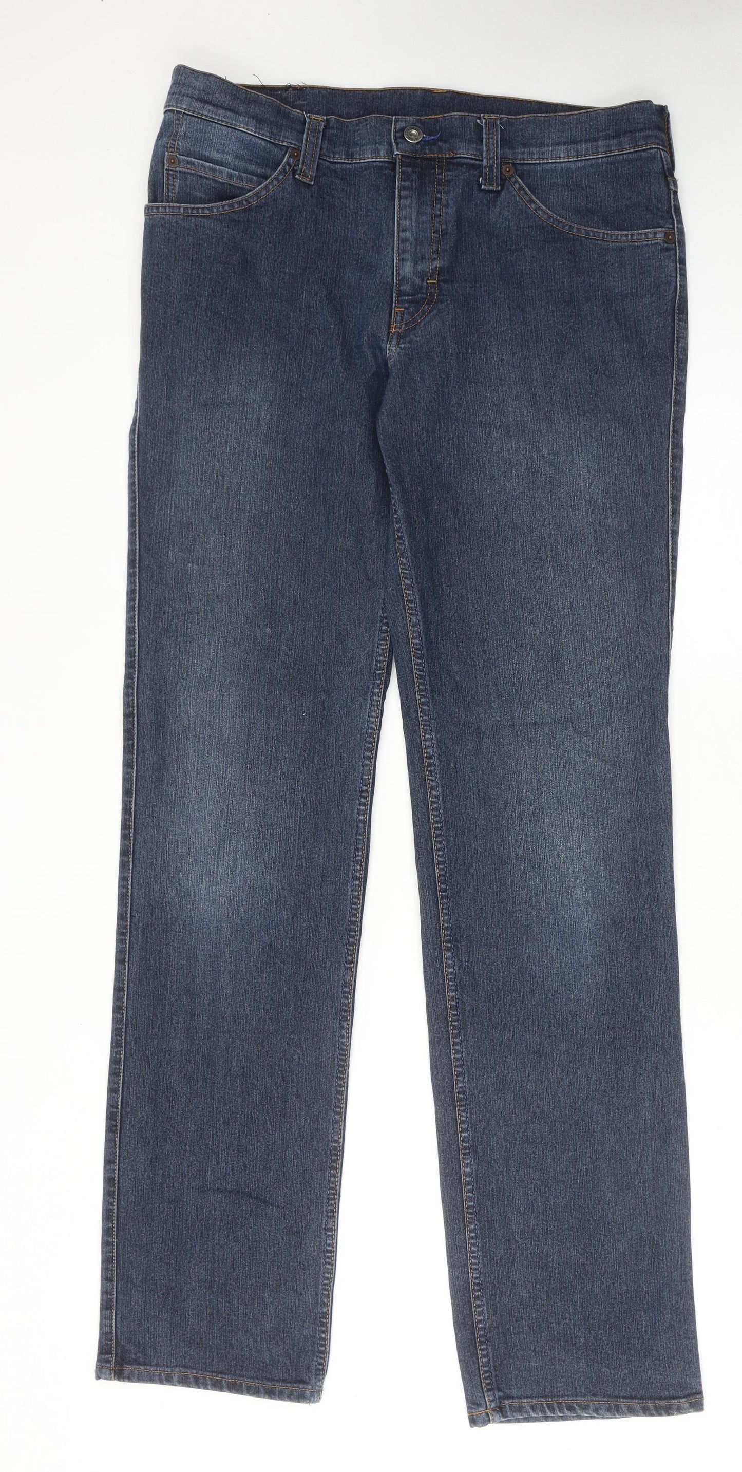 Mustang Mens Blue Cotton Straight Jeans Size 35 in L36 in Regular Zip
