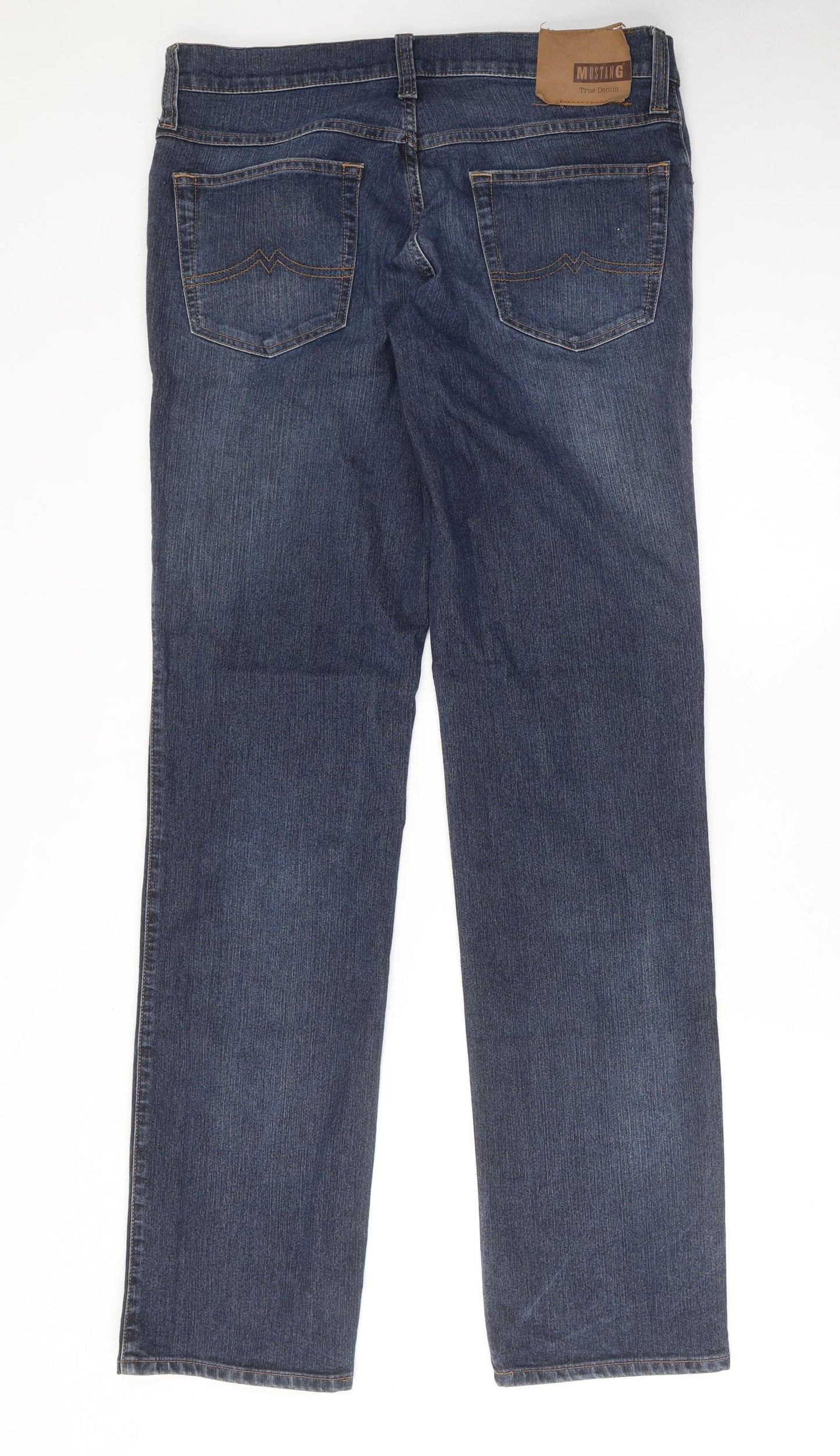 Mustang Mens Blue Cotton Straight Jeans Size 35 in L36 in Regular Zip