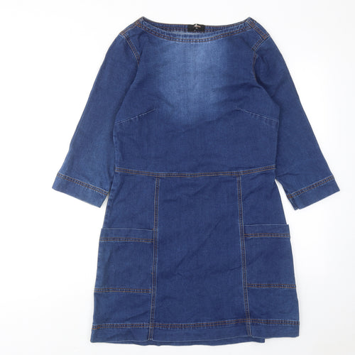 Matalan Womens Blue Cotton A-Line Size 12 Boat Neck Pullover