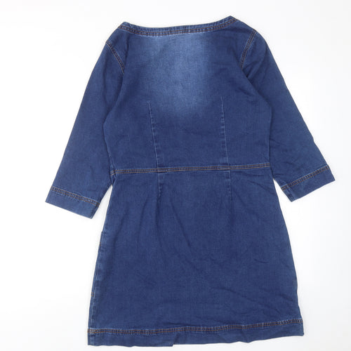 Matalan Womens Blue Cotton A-Line Size 12 Boat Neck Pullover