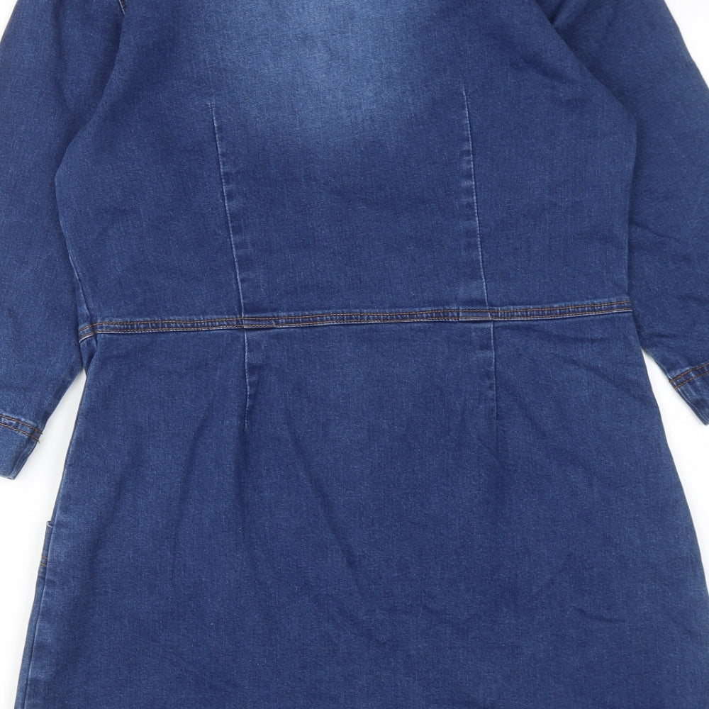 Matalan Womens Blue Cotton A-Line Size 12 Boat Neck Pullover