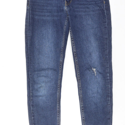 Peacocks Womens Blue Cotton Skinny Jeans Size 10 Regular Zip