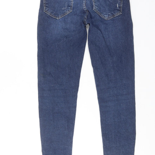 Peacocks Womens Blue Cotton Skinny Jeans Size 10 Regular Zip