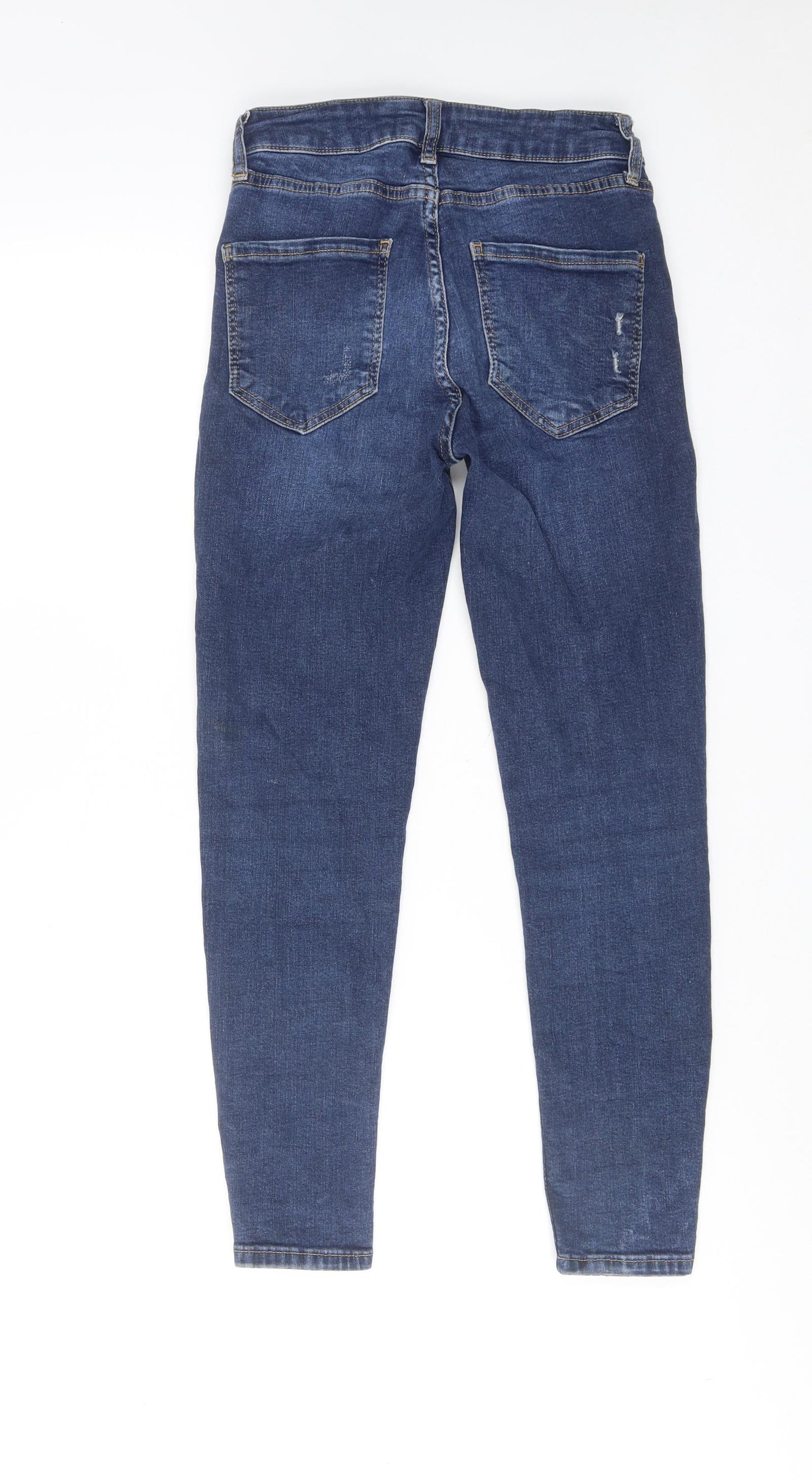 Peacocks Womens Blue Cotton Skinny Jeans Size 10 Regular Zip