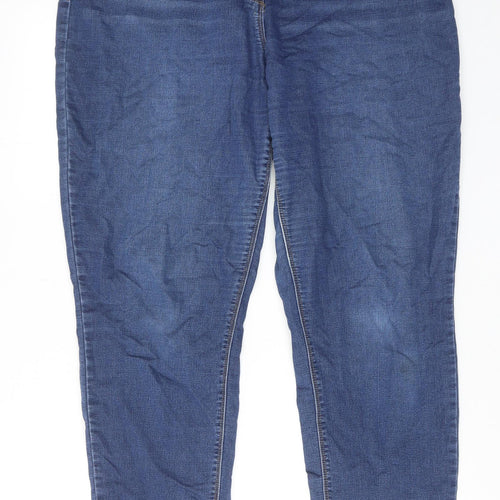 Papaya Womens Blue Cotton Straight Jeans Size 16 Regular Zip