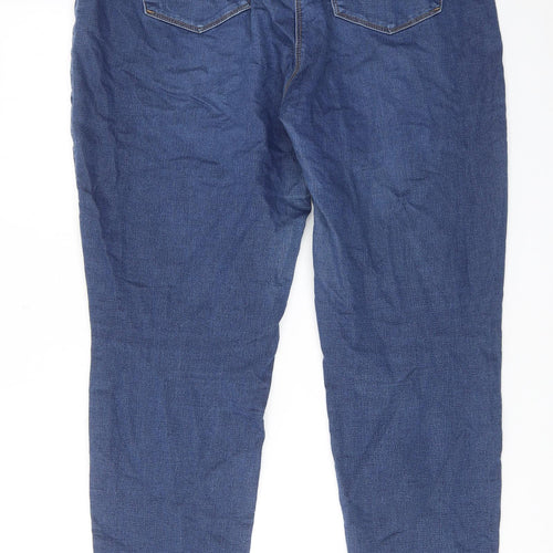 Papaya Womens Blue Cotton Straight Jeans Size 16 Regular Zip