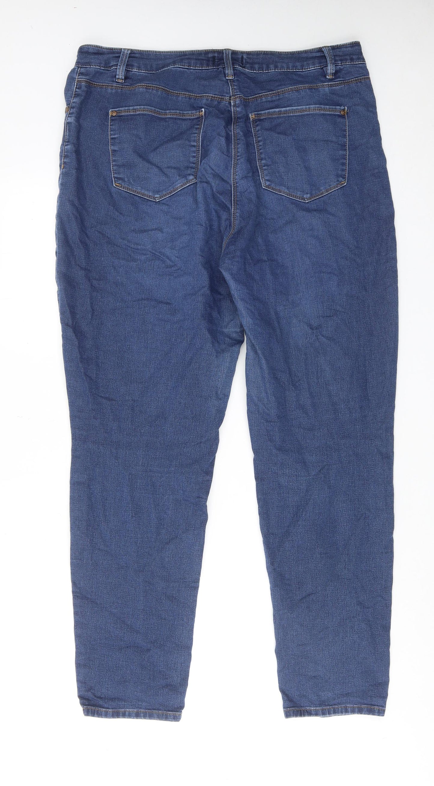 Papaya Womens Blue Cotton Straight Jeans Size 16 Regular Zip