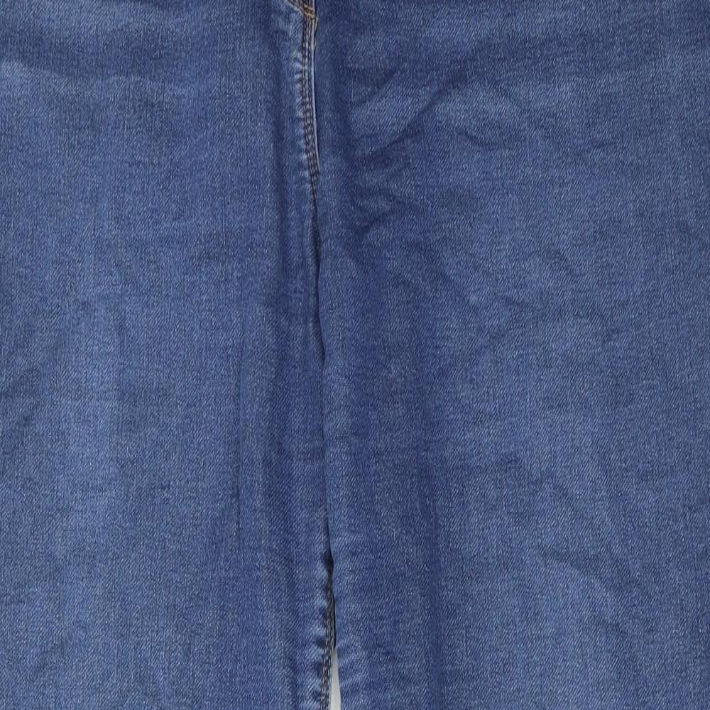 Papaya Womens Blue Cotton Straight Jeans Size 16 Regular Zip