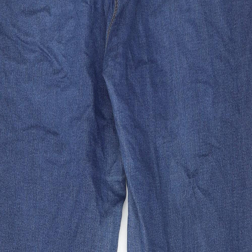 Papaya Womens Blue Cotton Straight Jeans Size 16 Regular Zip