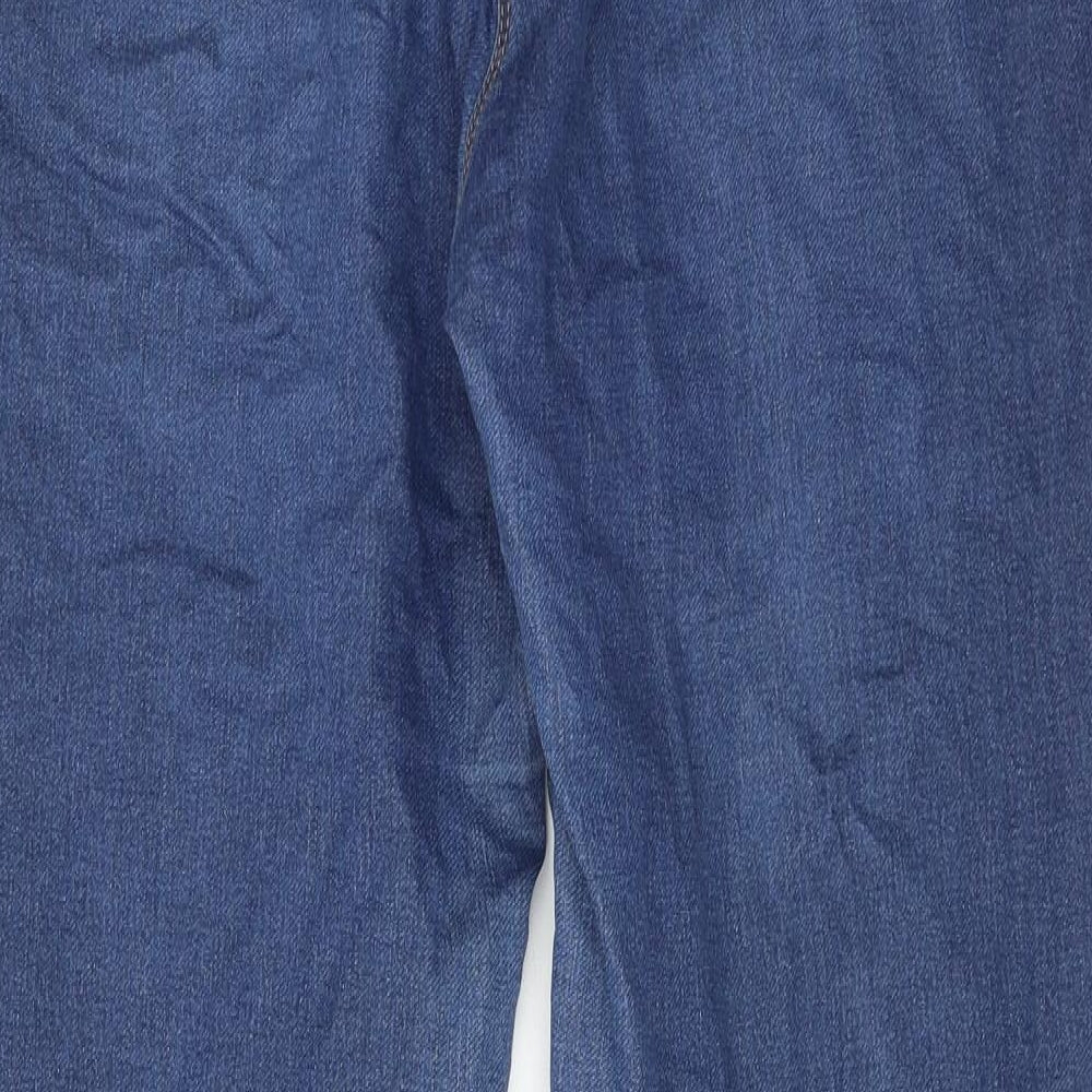 Papaya Womens Blue Cotton Straight Jeans Size 16 Regular Zip