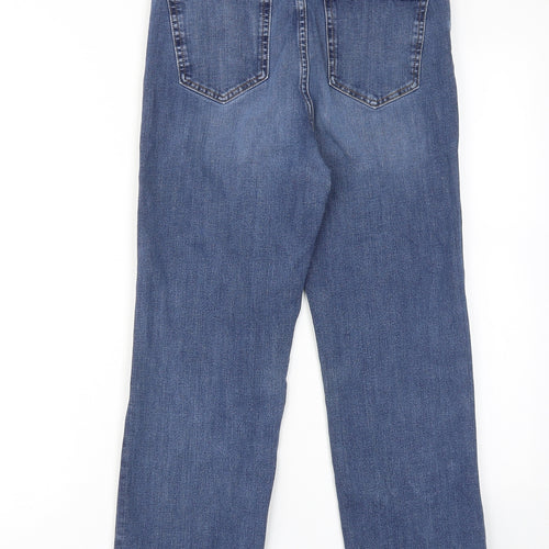 Marks and Spencer Womens Blue Cotton Straight Jeans Size 10 Regular Zip