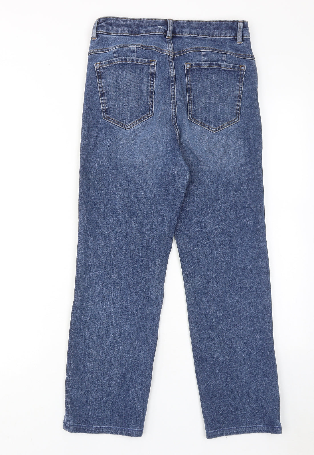 Marks and Spencer Womens Blue Cotton Straight Jeans Size 10 Regular Zip