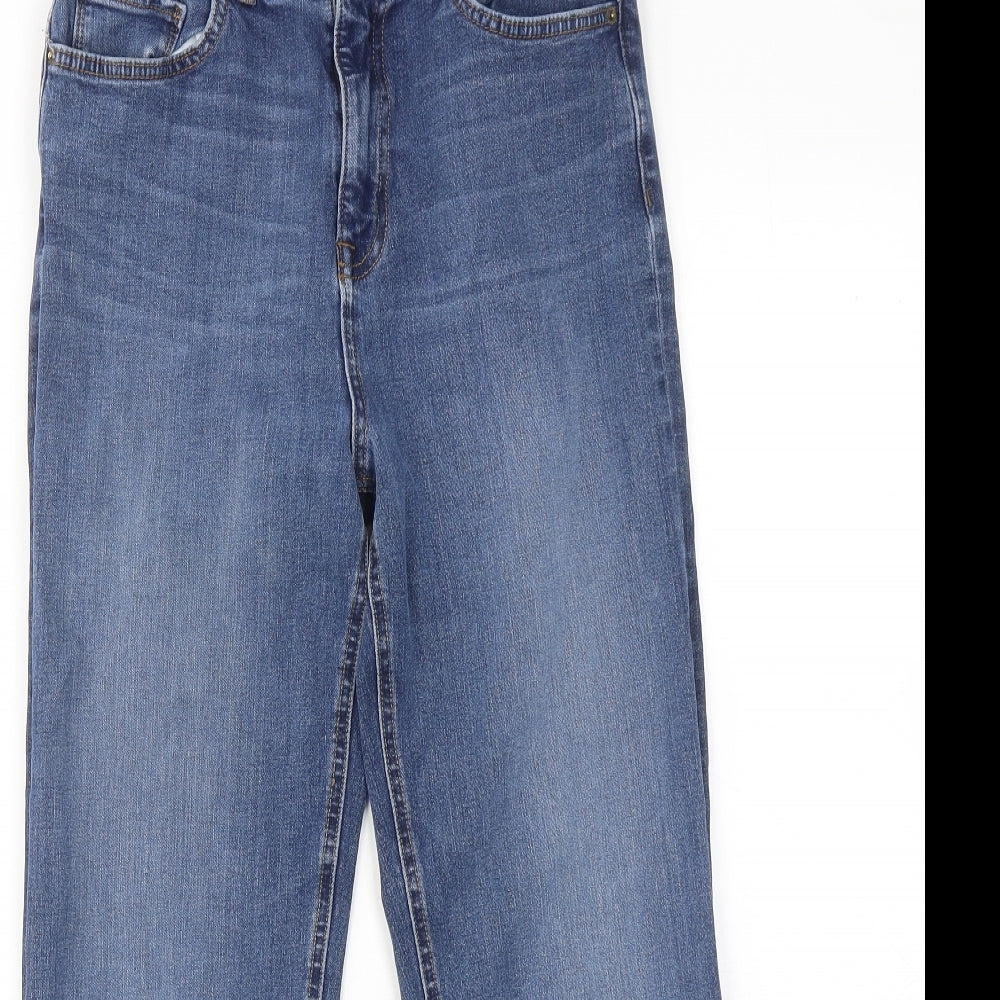 Marks and Spencer Womens Blue Cotton Straight Jeans Size 10 Regular Zip
