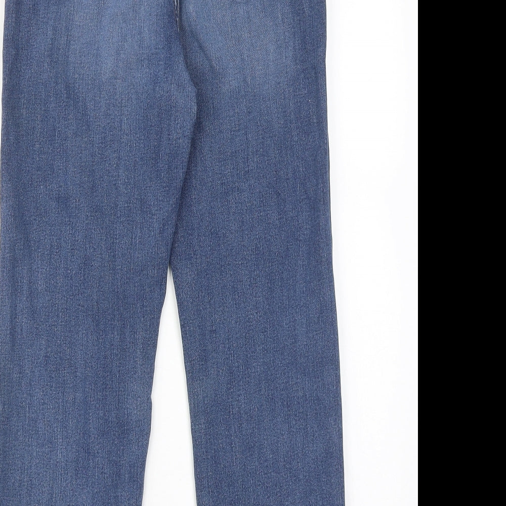 Marks and Spencer Womens Blue Cotton Straight Jeans Size 10 Regular Zip
