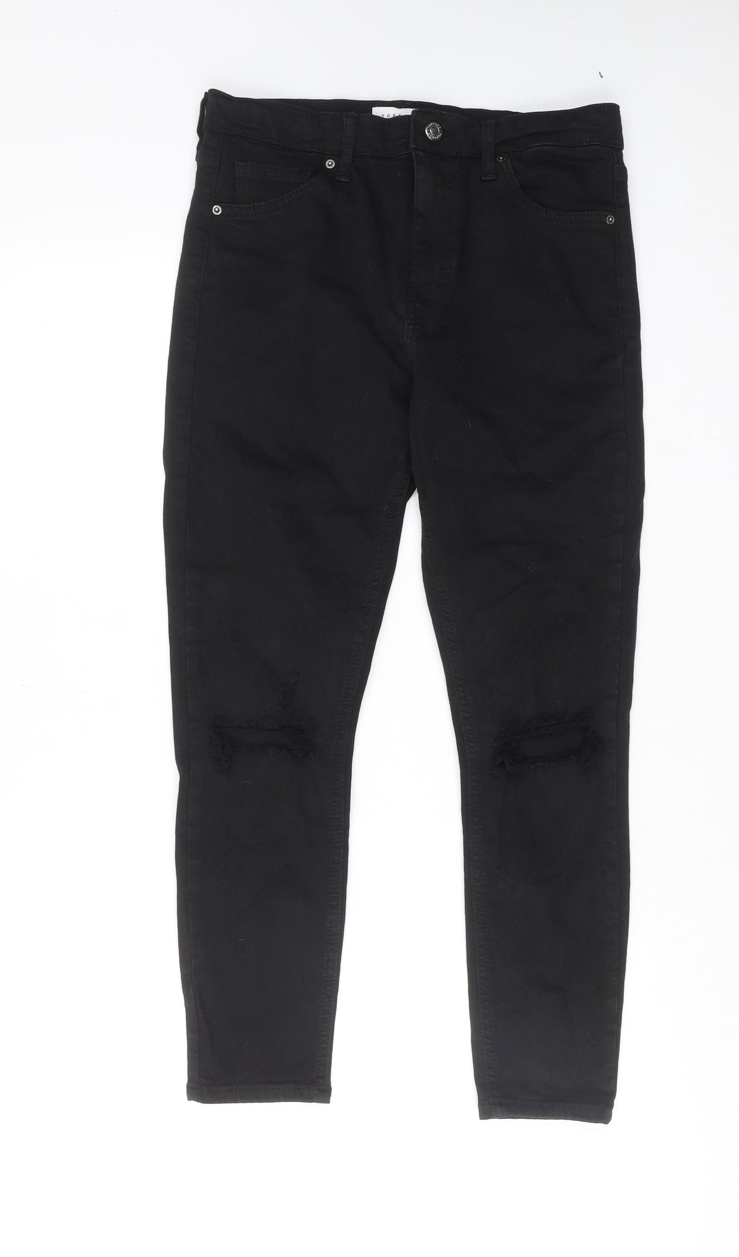 Topshop Womens Black Cotton Skinny Jeans Size 30 in L28 in Regular Zip
