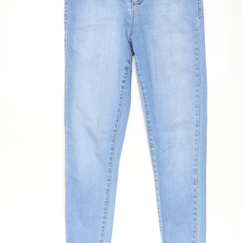 Miss Selfridge Womens Blue Cotton Skinny Jeans Size 10 Regular Zip
