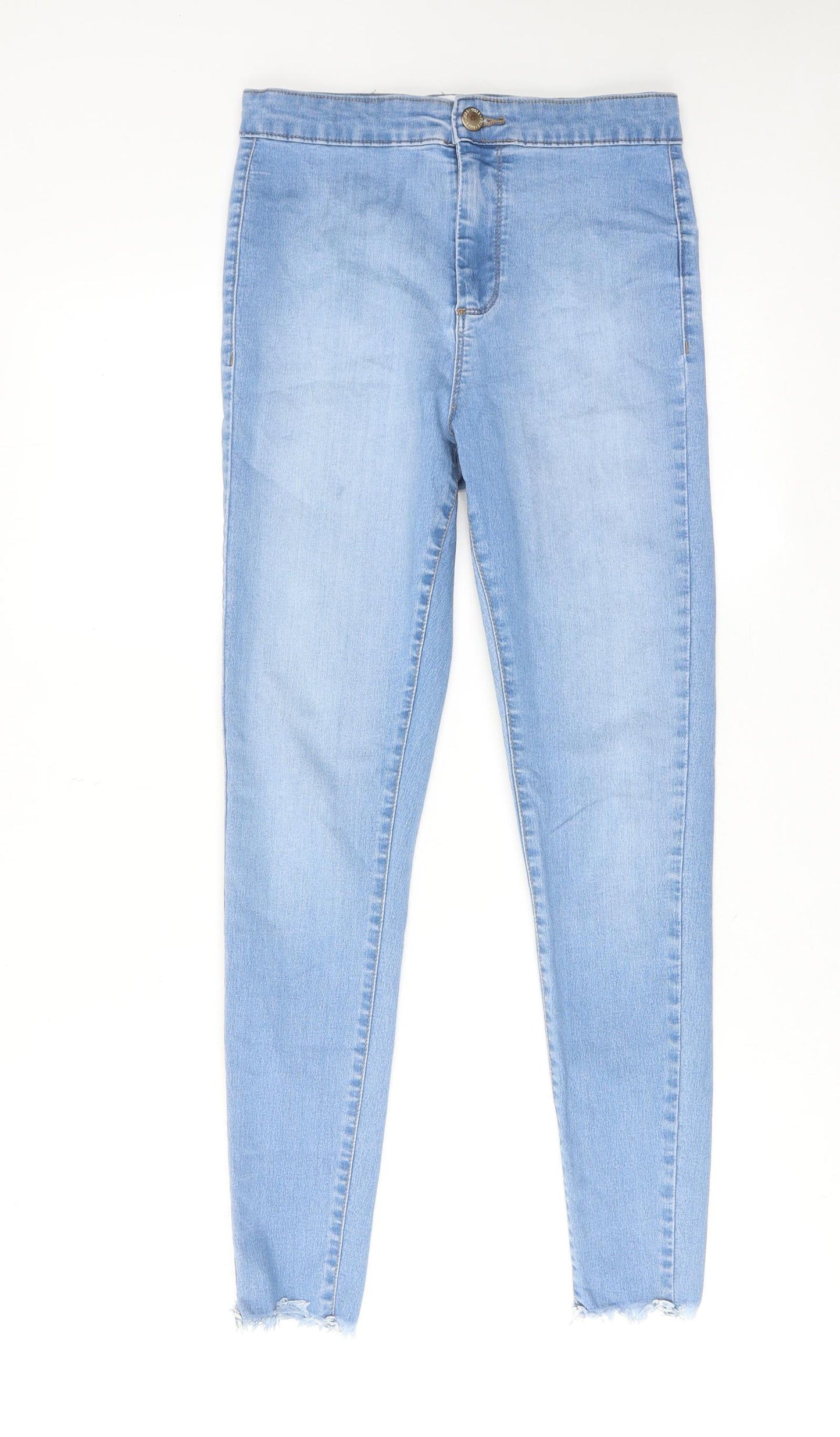 Miss Selfridge Womens Blue Cotton Skinny Jeans Size 10 Regular Zip