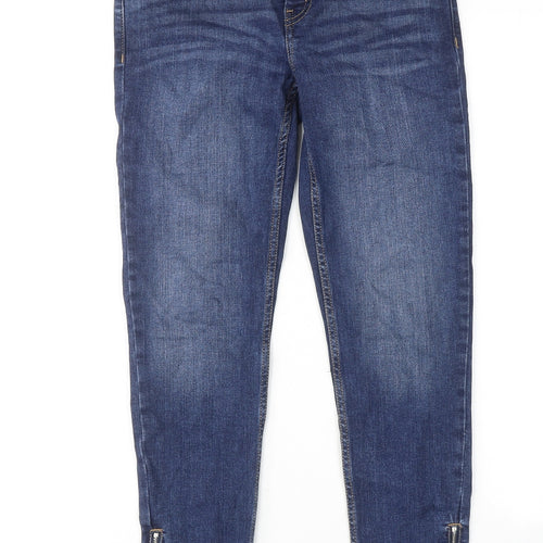 Mango Womens Blue Cotton Skinny Jeans Size 10 Regular Zip