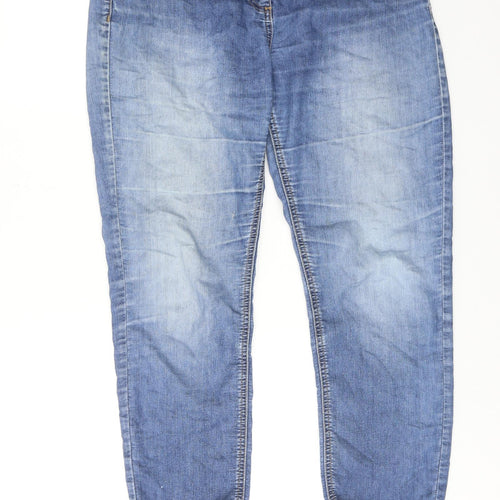 Wallis Womens Blue Cotton Straight Jeans Size 10 Regular Zip