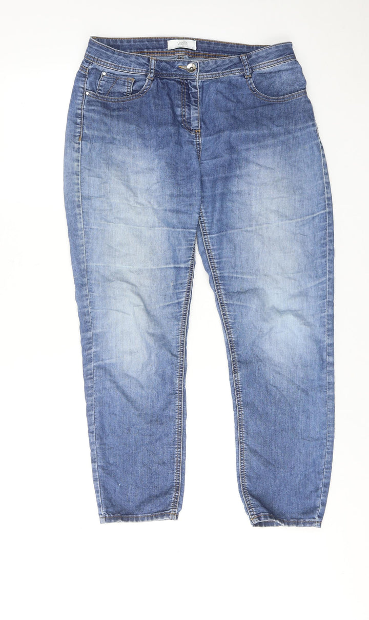 Wallis Womens Blue Cotton Straight Jeans Size 10 Regular Zip