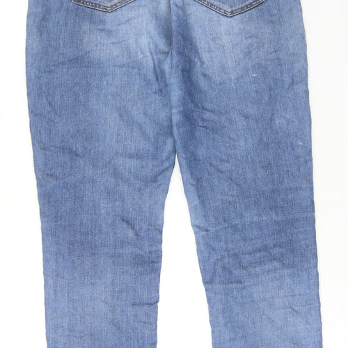 Wallis Womens Blue Cotton Straight Jeans Size 10 Regular Zip