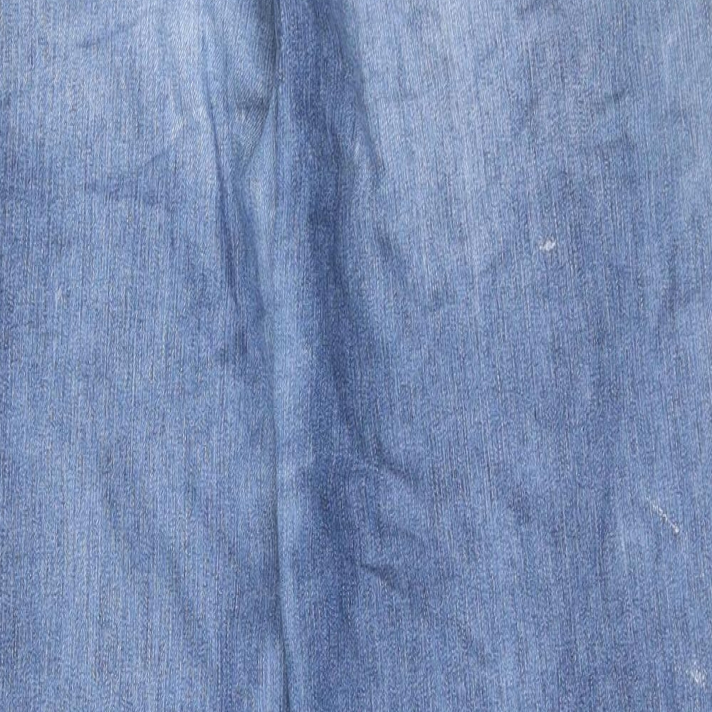Wallis Womens Blue Cotton Straight Jeans Size 10 Regular Zip