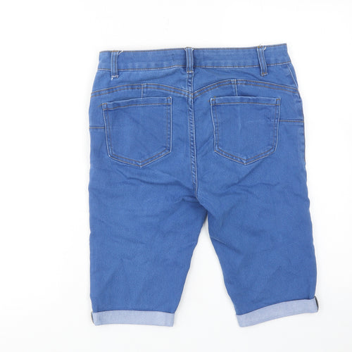 Denim & Co. Womens Blue Cotton Skimmer Shorts Size 12 Regular Zip