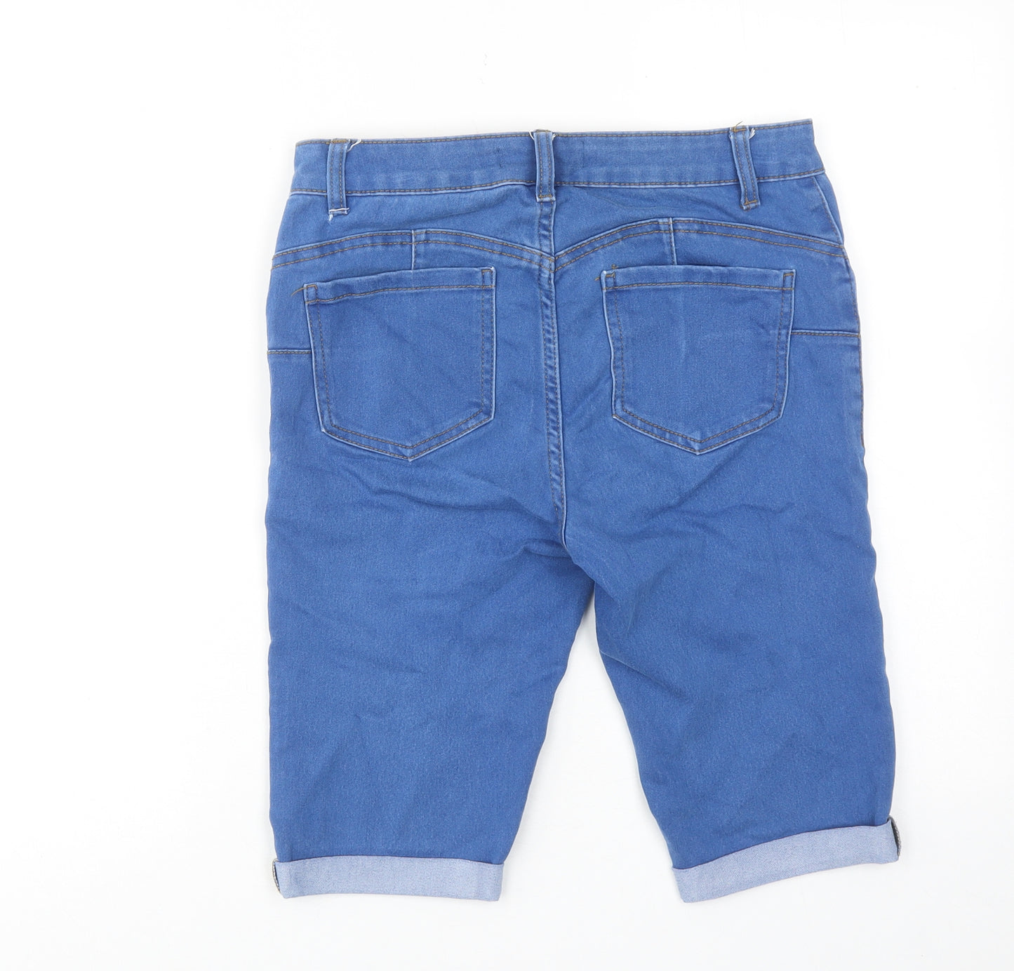Denim & Co. Womens Blue Cotton Skimmer Shorts Size 12 Regular Zip