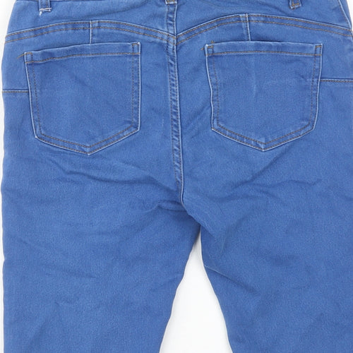 Denim & Co. Womens Blue Cotton Skimmer Shorts Size 12 Regular Zip